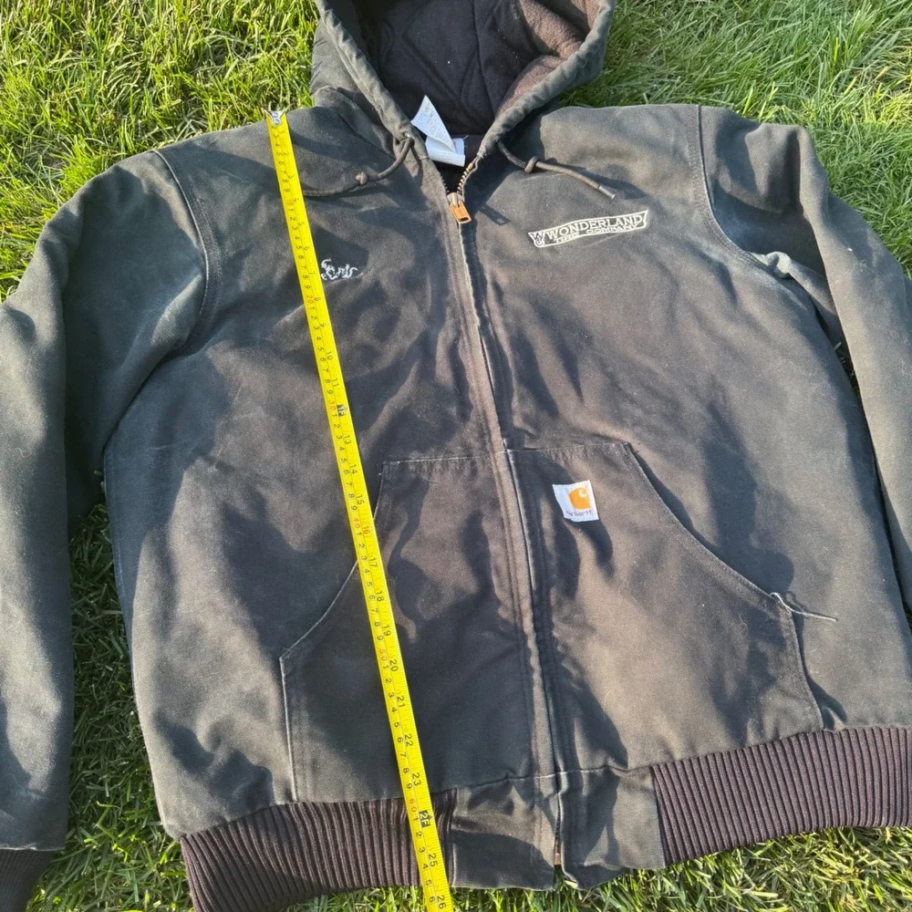 B- Carhartt J140 BLK Duck Active Jacket Quilted Flannel Lined Black Mens Medium